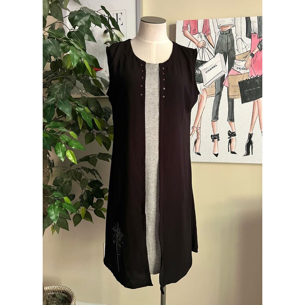 La fille Casual Boho Lagenlook Layered Sleeveless Dress Womens Size XL